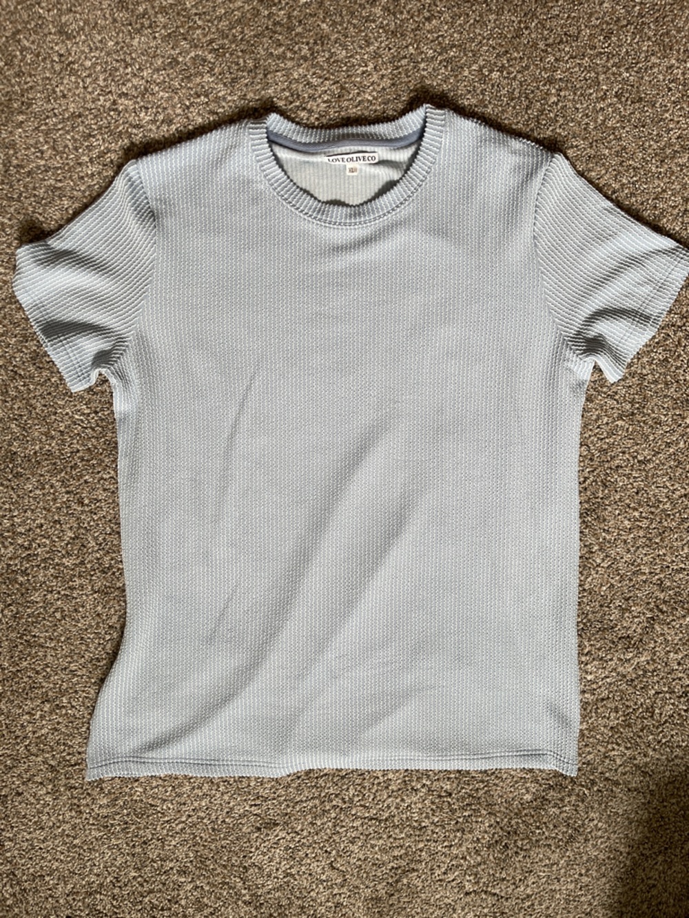 Blue Ribbed Knit Tee